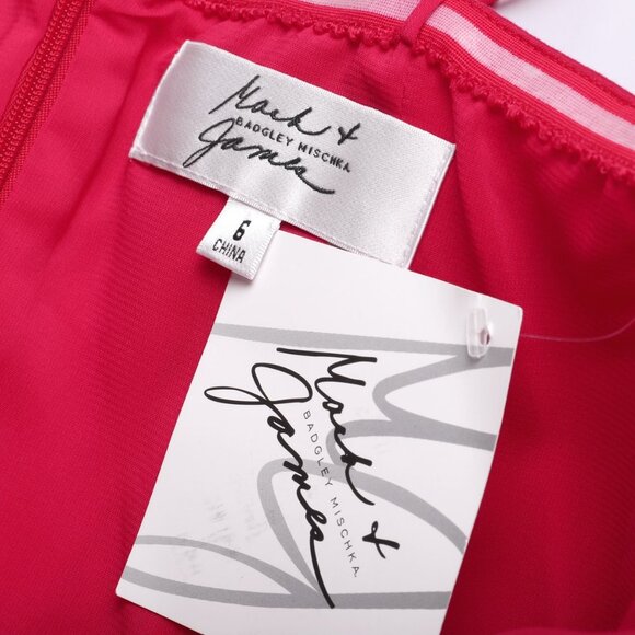 Badgley Mischka Red Strapless Dress by Mark & James Waist Bow Sequins Cotton NEW - Picture 11 of 13